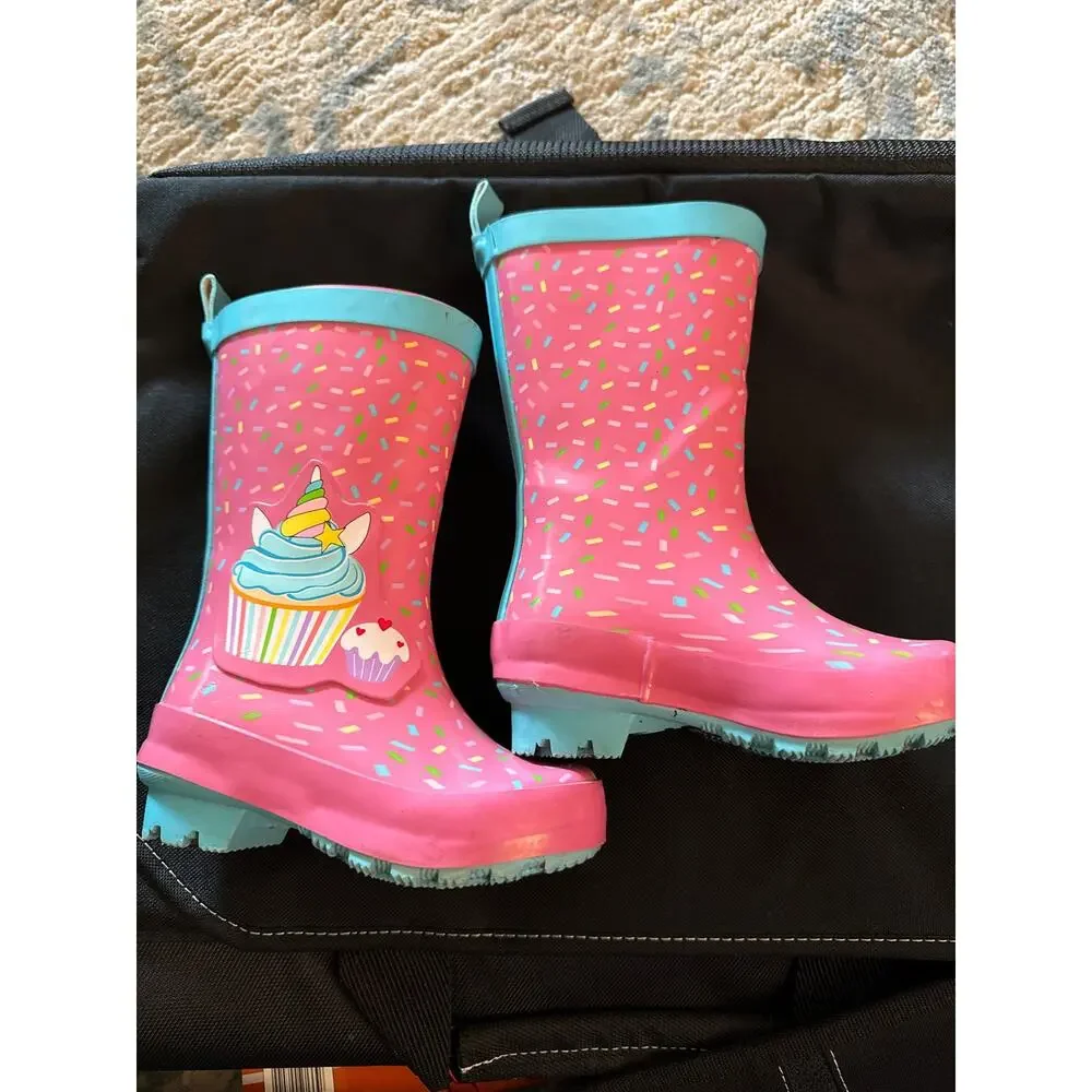 Wonder Nation Kids Rain Boots Cupcake Print‎ Pink Size 5/6